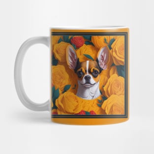 Dogs, Chihuahua and flowers, dog, style vector (yellow version 2 Chihuahua) Mug